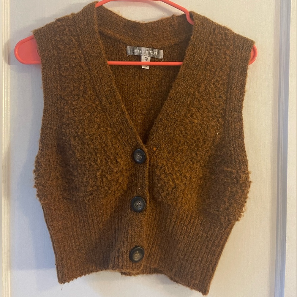 Brown Cropped Sweater Vest